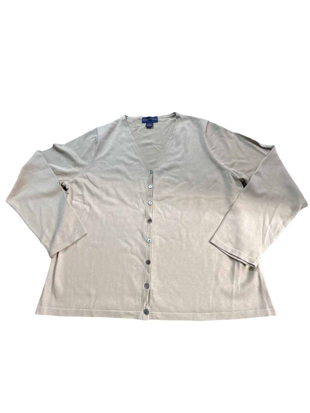 Charter Club XL Preppy Tan Silk Blend VNeck Minimalist Cardigan Coastal Grandma